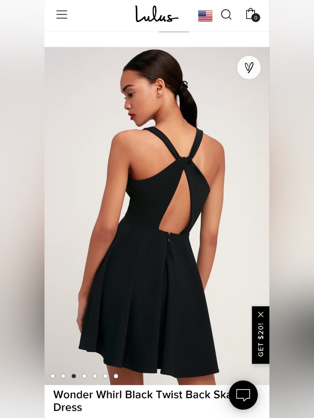 Lulu's Wonder Whirl Black Twist Back Skater Mini Dress